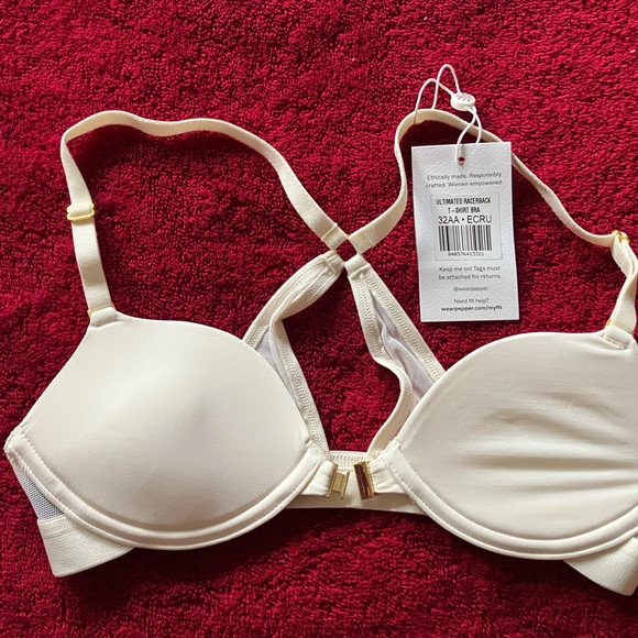 Pepper-brand Luxurious Cream Racerback Bra with Gold Accents - Picture 1 of 4